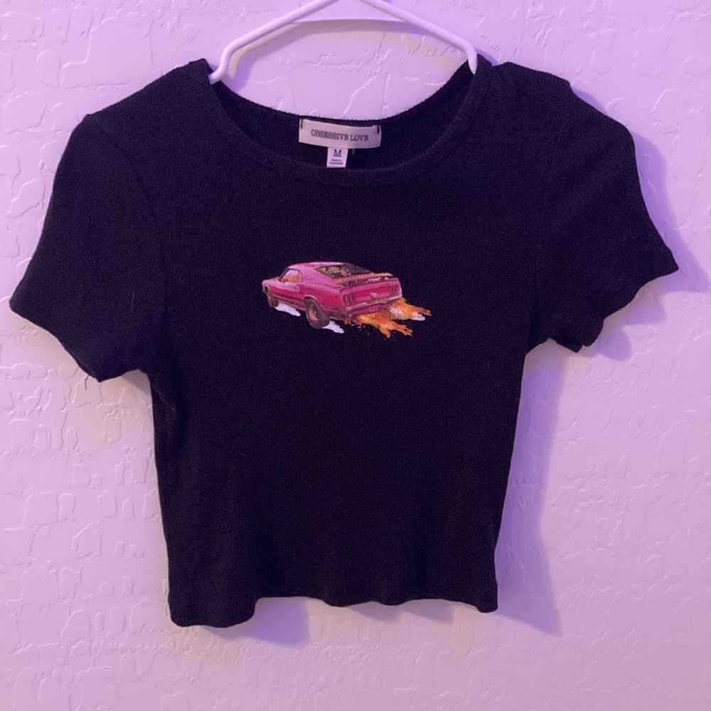 Obsessive Love M Black Crop Top